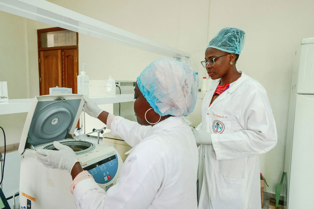 Researchers at the Institute of Medical Research and Medicinal Plant Studies in Yaounde, Cameroon. Daniel Beloumou Olomo / AFP via Getty Images