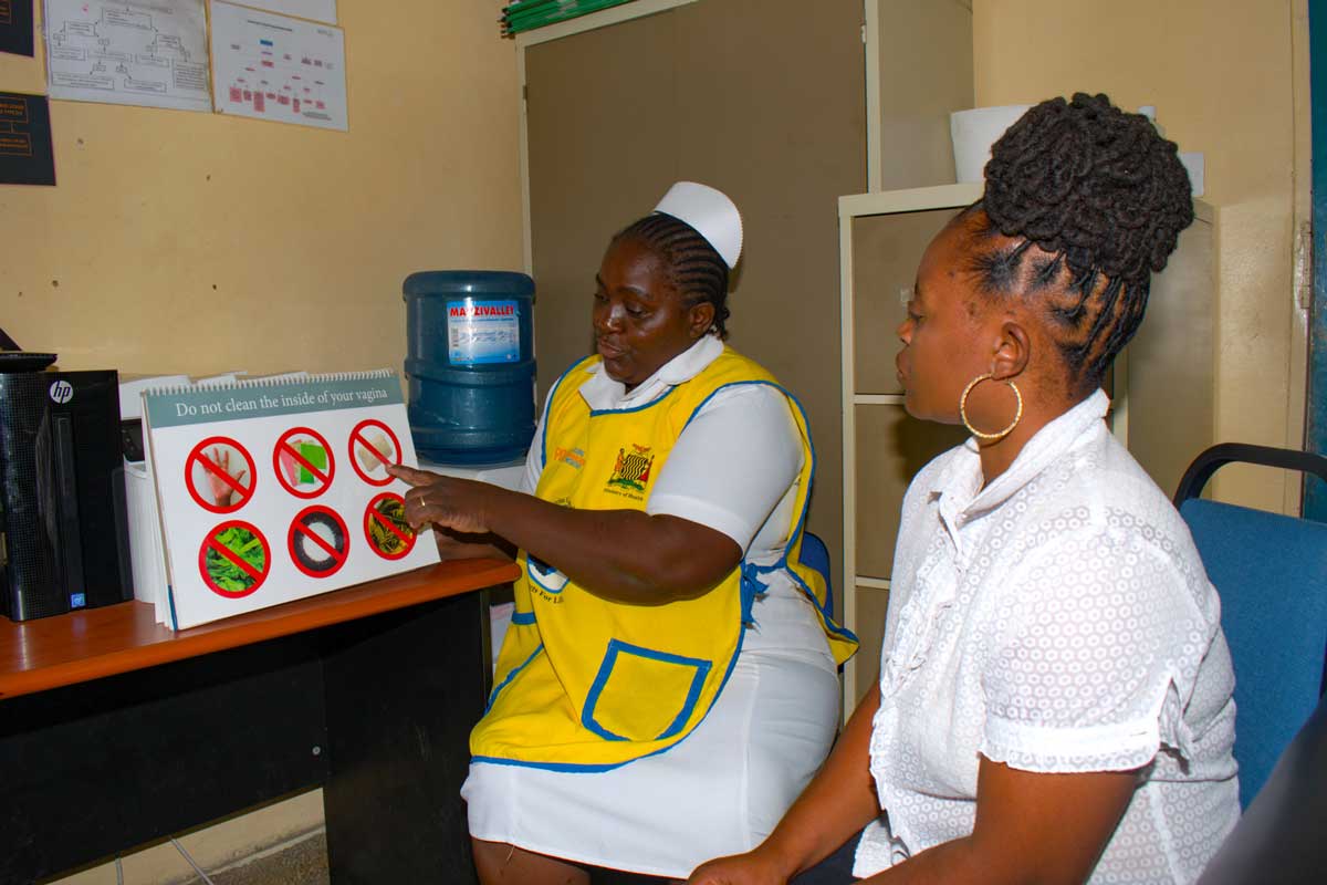Nurses during a cervical cancer screening session. Credit: CIDRZ Zambia