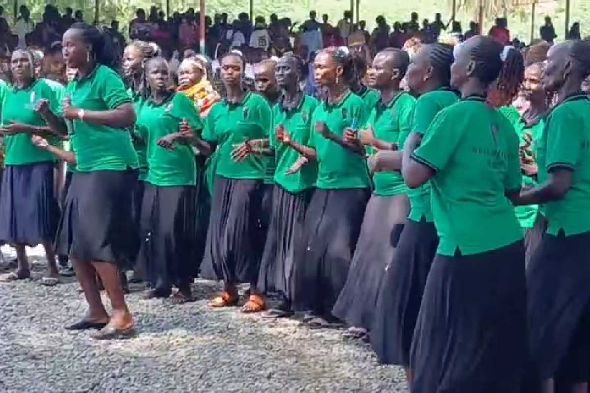 The Women for Peace choir performing in Lodwar during the launch of measles-rubella and typhoid conjugate vaccine campaigns. Credit: Locheria Albert.
