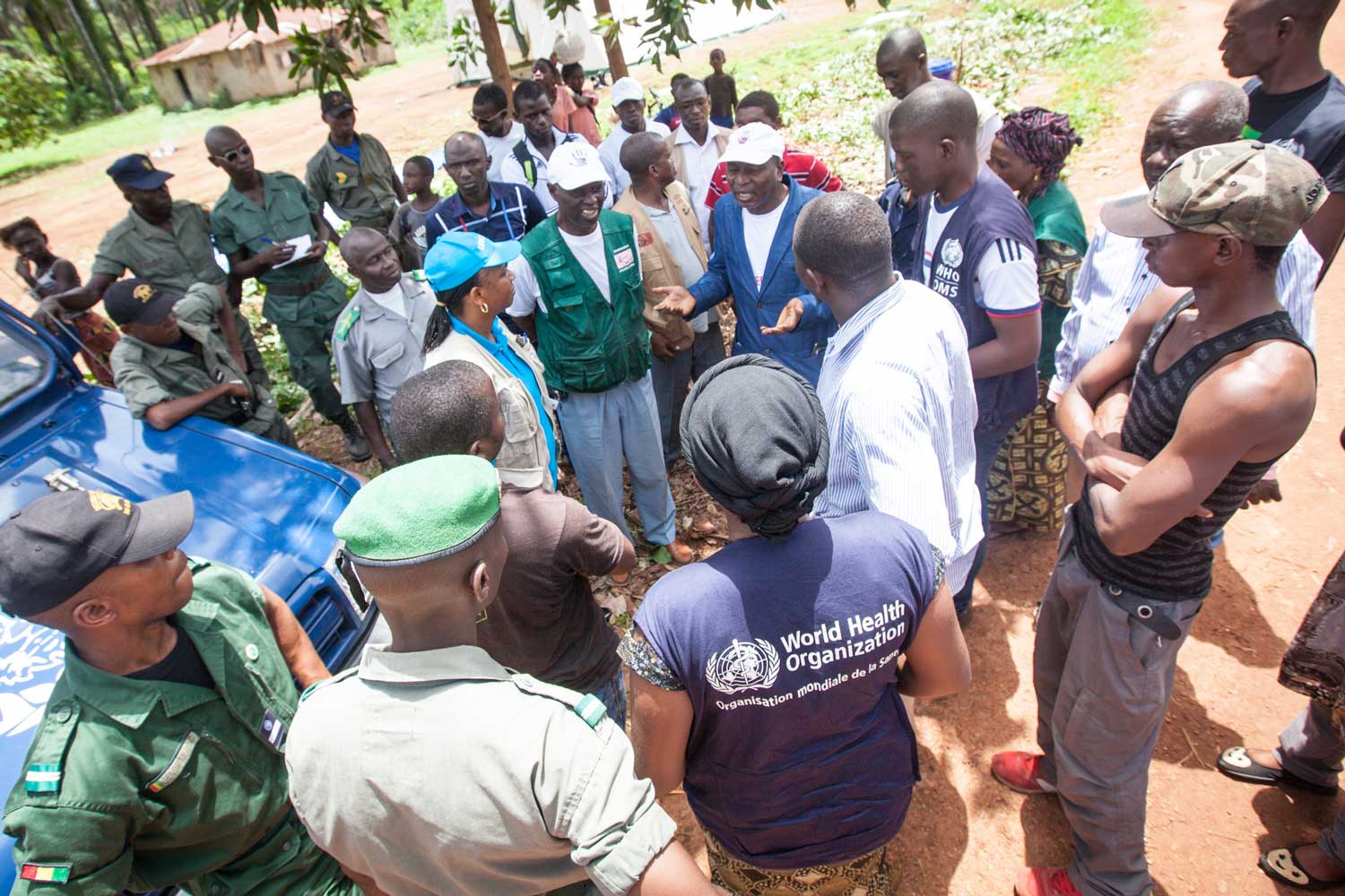 Health workers outside