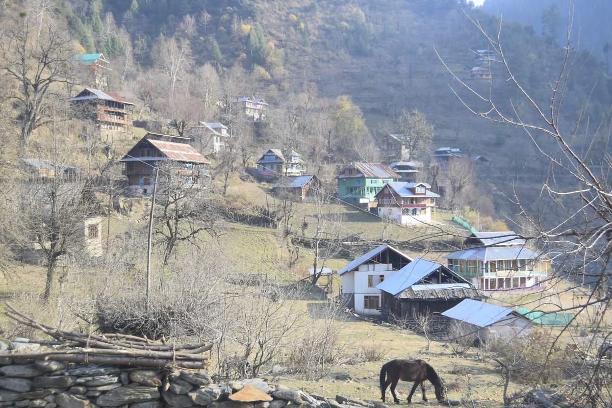 A view of Keran village situated on the banks of river Kishenganga, on the frontier between India and Pakistan.