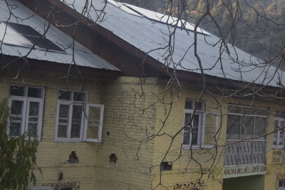 A view of solar plates fixed on roof top of the health centre that powers the vaccine cold storage terminal in the village.