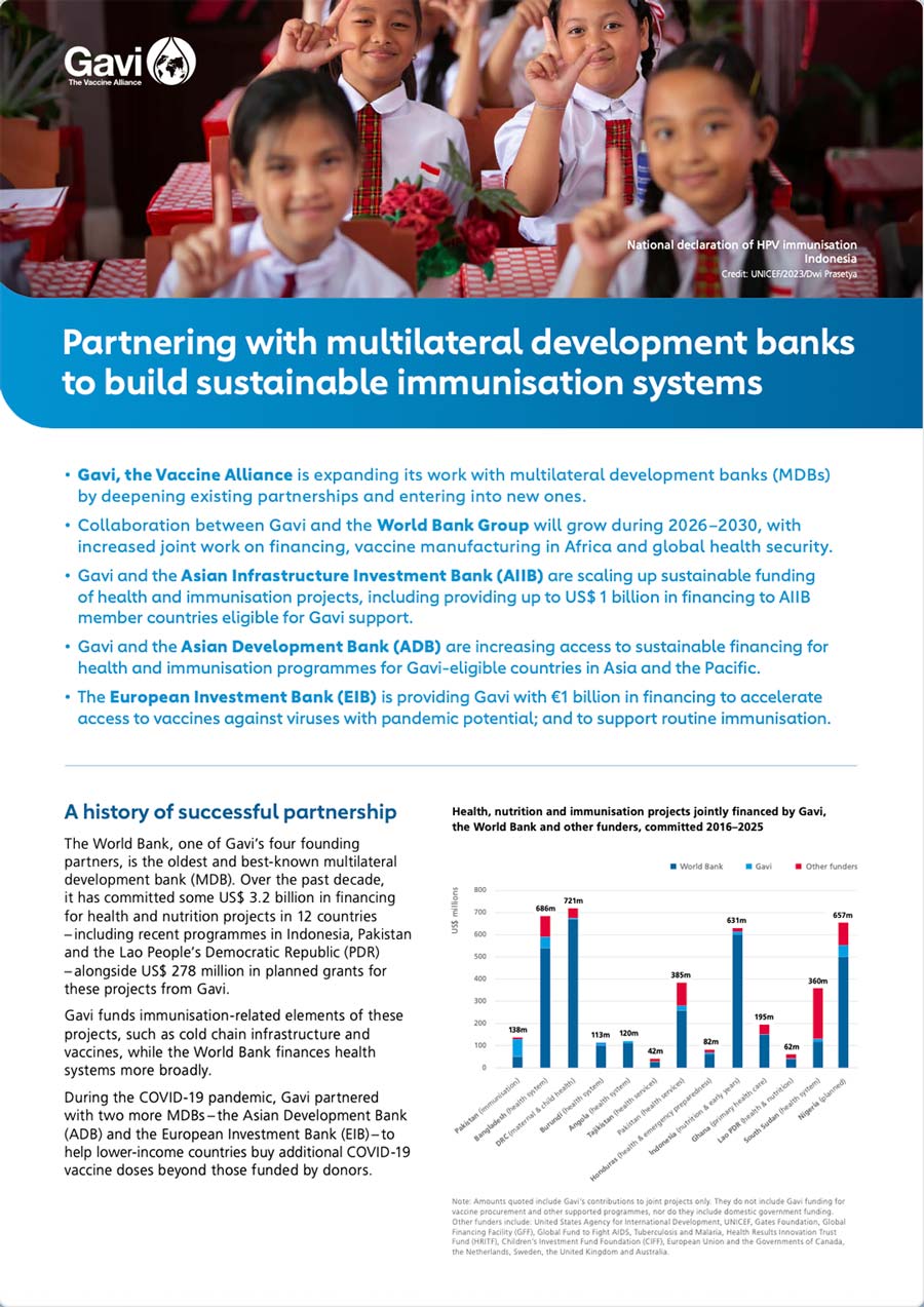 Partnering with multilateral development banks to build sustainable immunisation systems